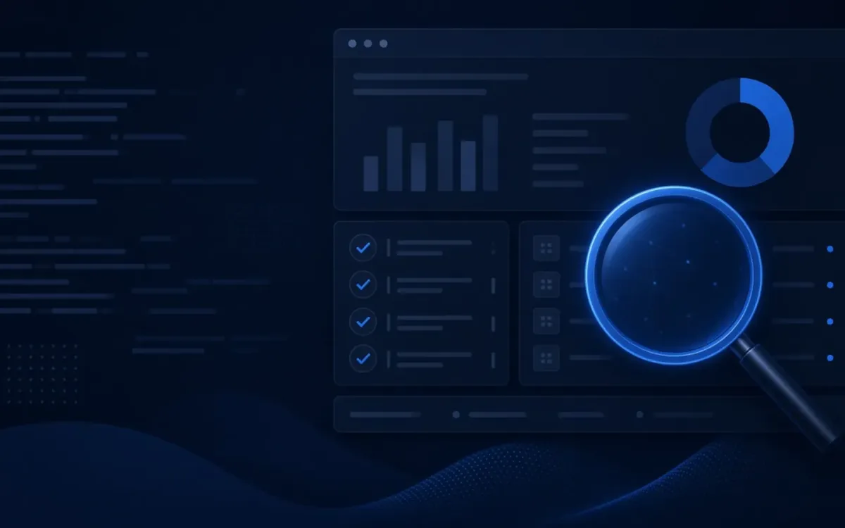 Technical SEO audit checklist and website analytics dashboard