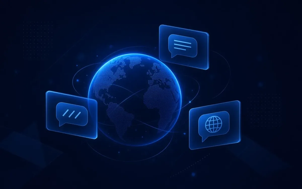 Multilingual website with a UA, EN, RU language switcher and a globe